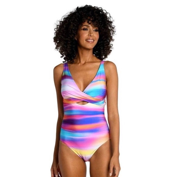 La Blanca Other - La Blanca Sunset Cross Front Keyhole One Piece Swimsuit 10 NEW